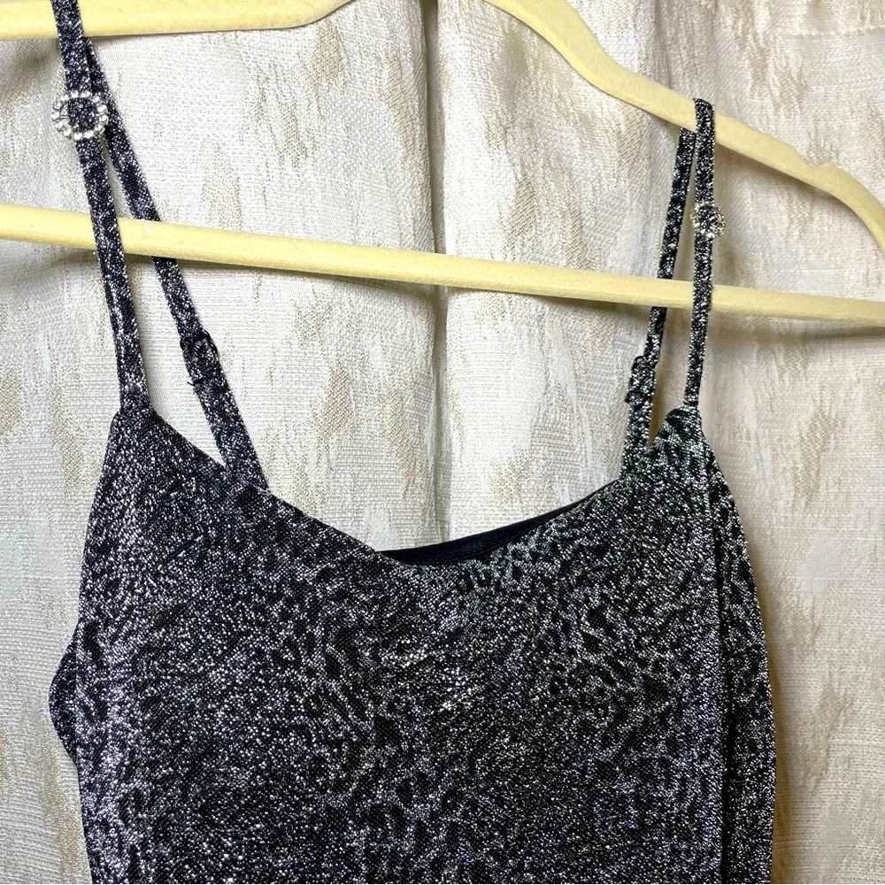 Sparkle Black Leopard Metallic Midi Dress - Picture 4 of 6